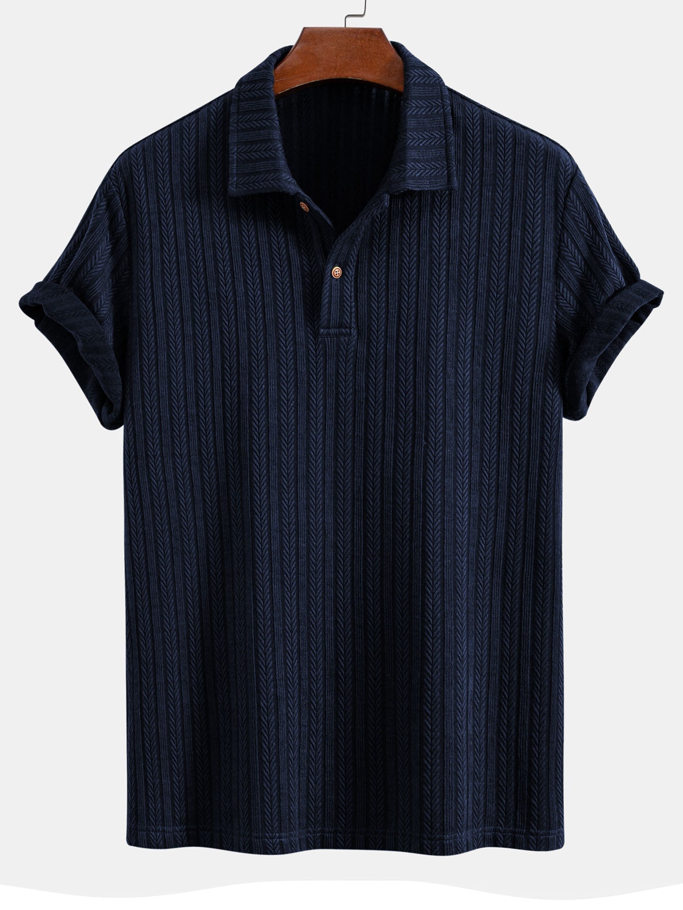 Polo Shirt with Unique Wheat Ear Jacquard Pattern