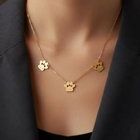 Custom Paw Name Necklace – Separate Paws