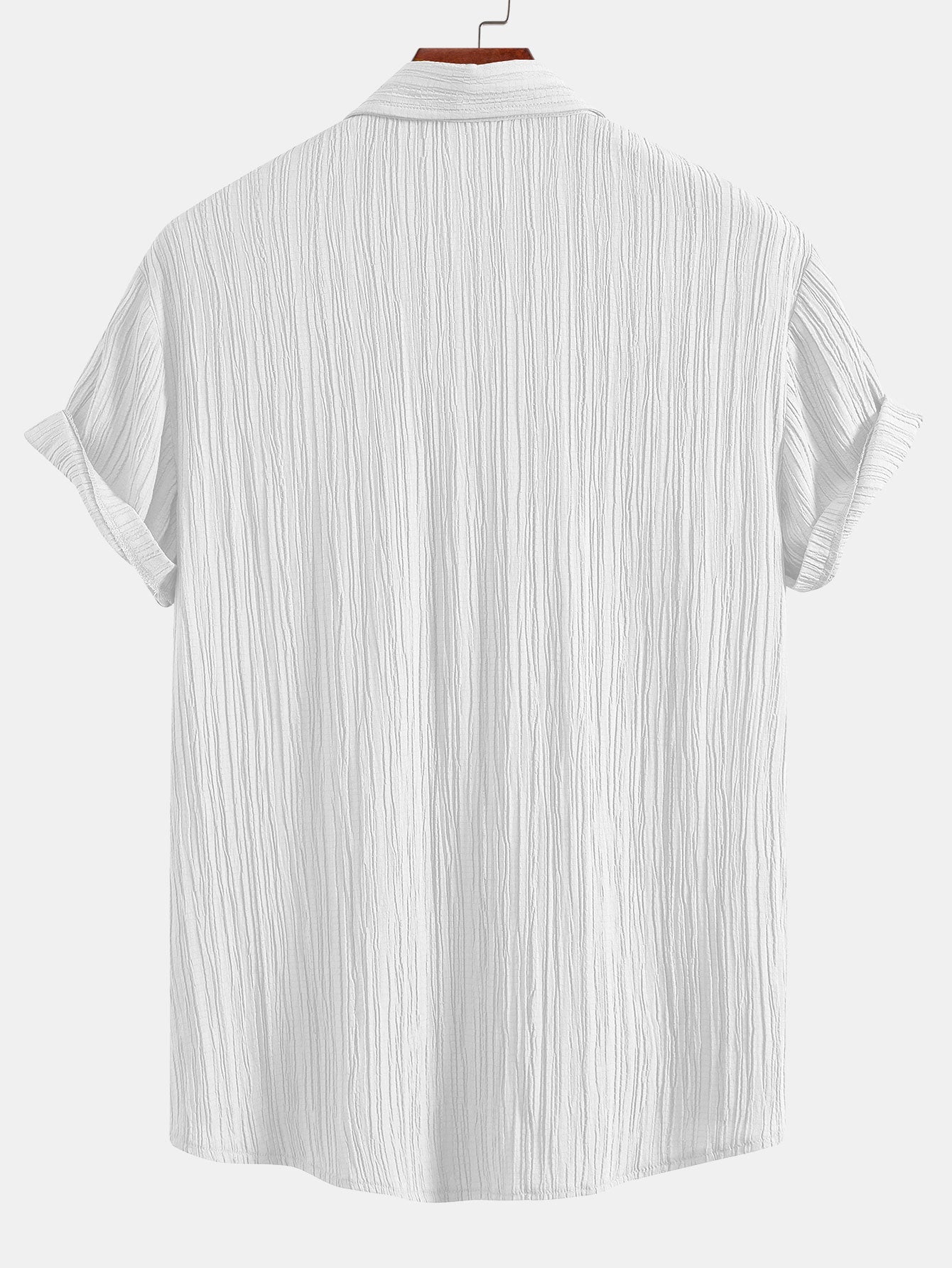 Chic Crinkled Textured Set: Button-Up Shirt and Straight-Leg Pants