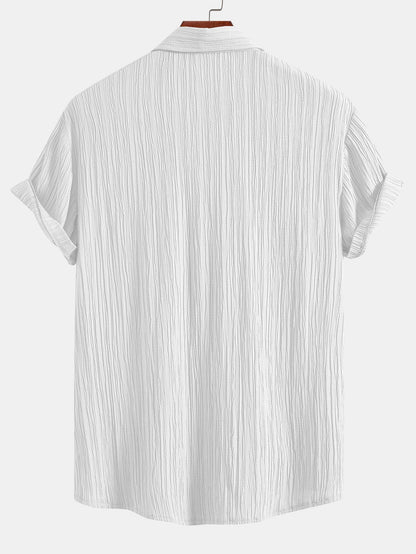 Chic Crinkled Textured Set: Button-Up Shirt and Straight-Leg Pants