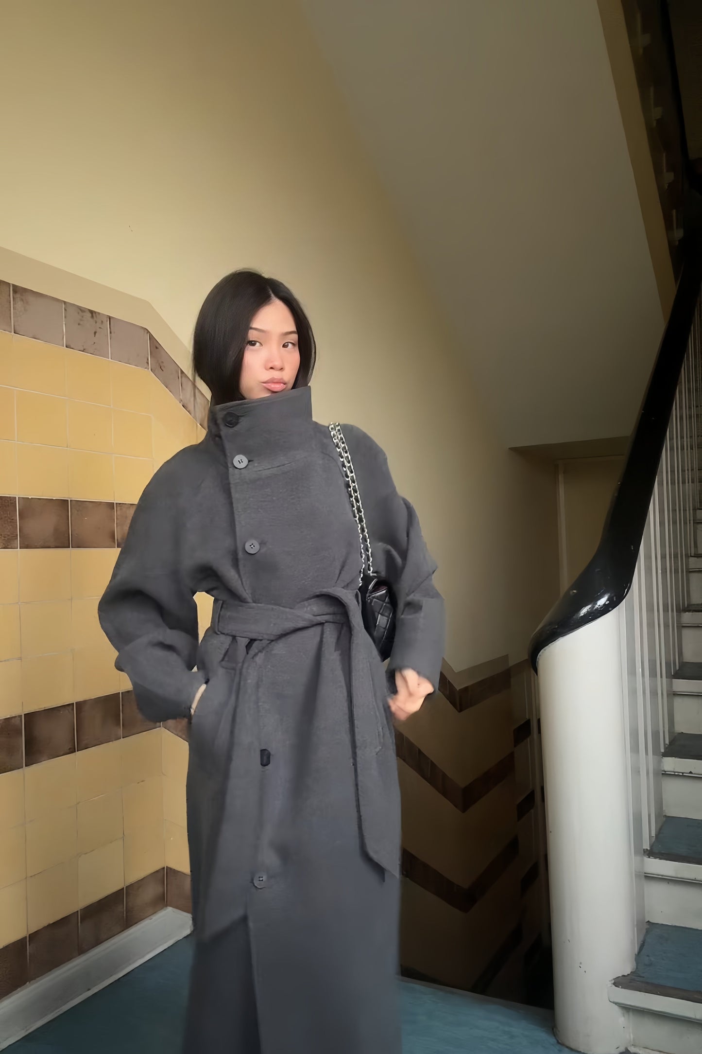 Lyra High-Neck Wrap Coat