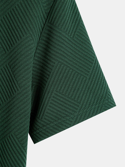 Striped Jacquard T-Shirt & Shorts Set with Hood