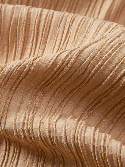 Chic Crinkled Textured Set: Button-Up Shirt and Straight-Leg Pants