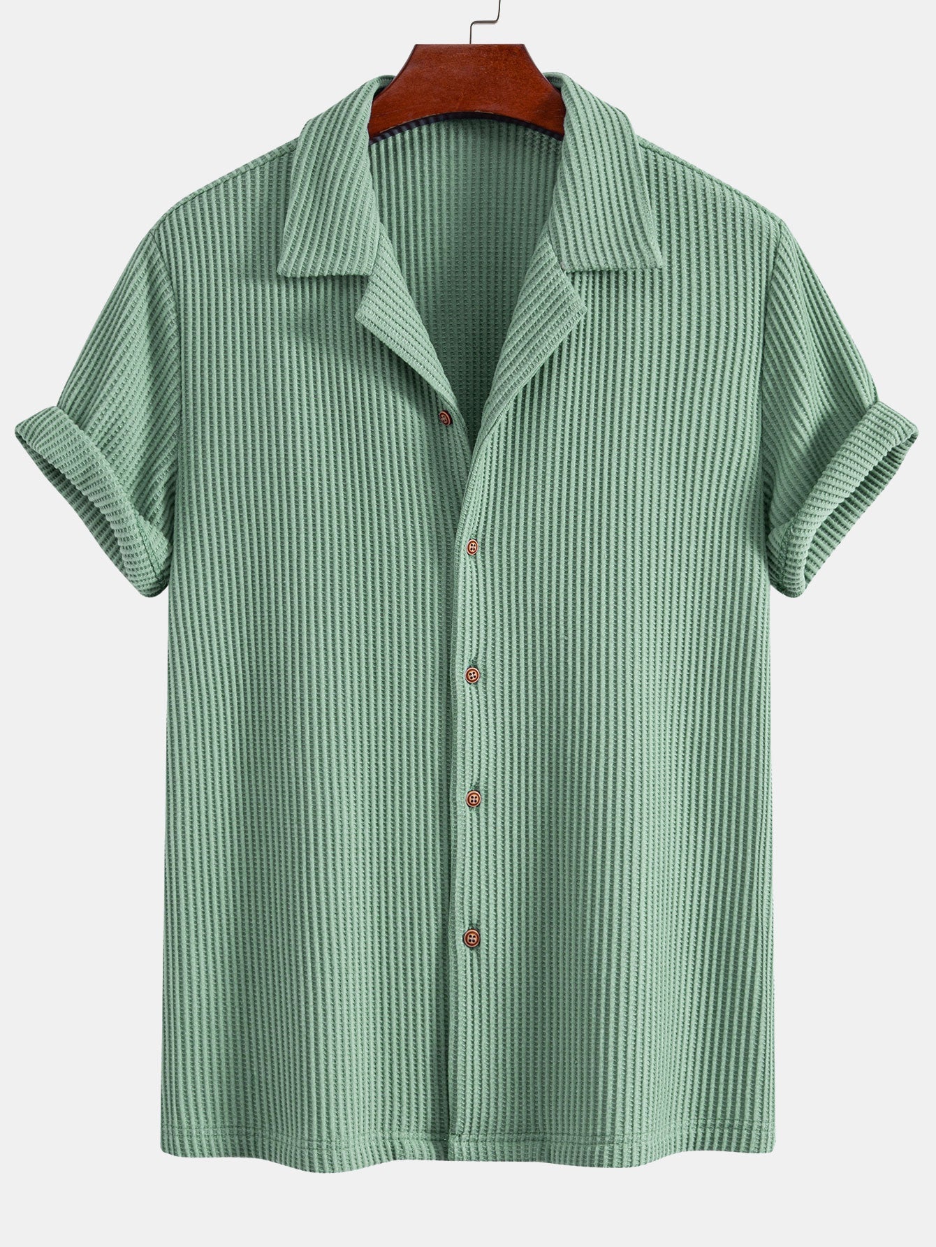 Men’s Waffle-Style Shirt with Drawstring Knit Shorts