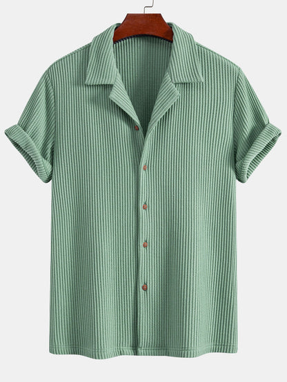 Men’s Waffle-Style Shirt with Drawstring Knit Shorts