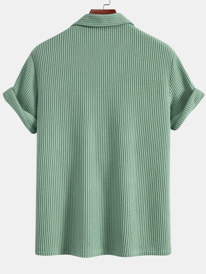 Men’s Waffle-Style Shirt with Drawstring Knit Shorts