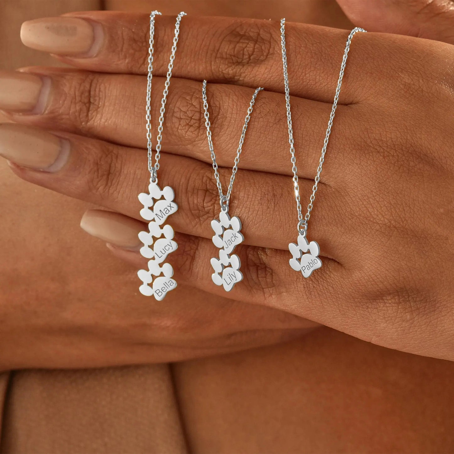Custom Paw Name Necklace