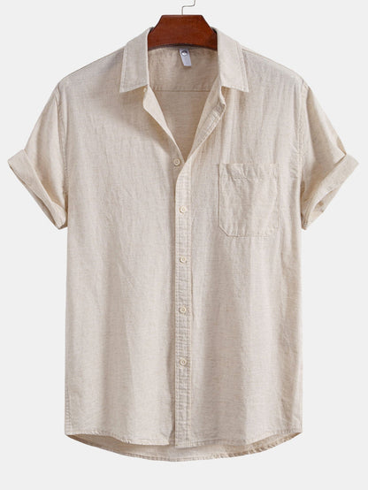 Elegant Men’s Linen Shirt with Pocket and Button