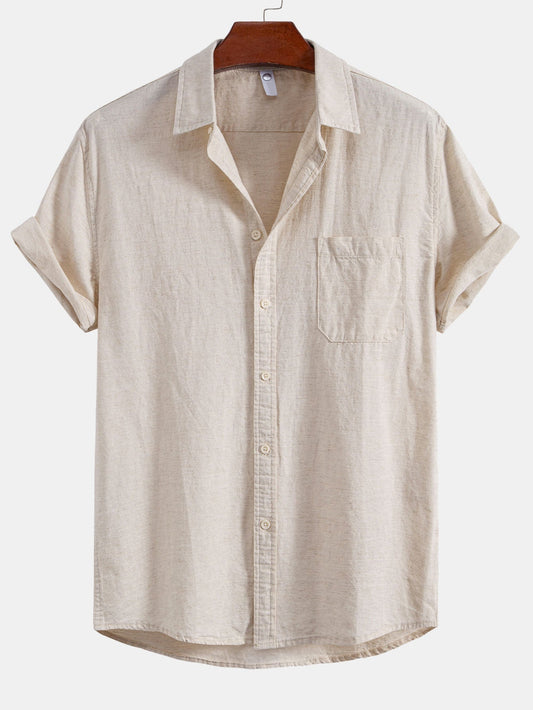 Elegant Men’s Linen Shirt with Pocket and Button