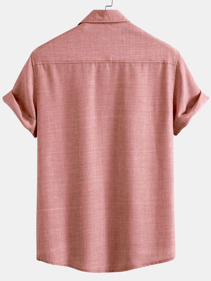 Casual Comfort: Textured Shirt with Two Pockets & Linen Trousers