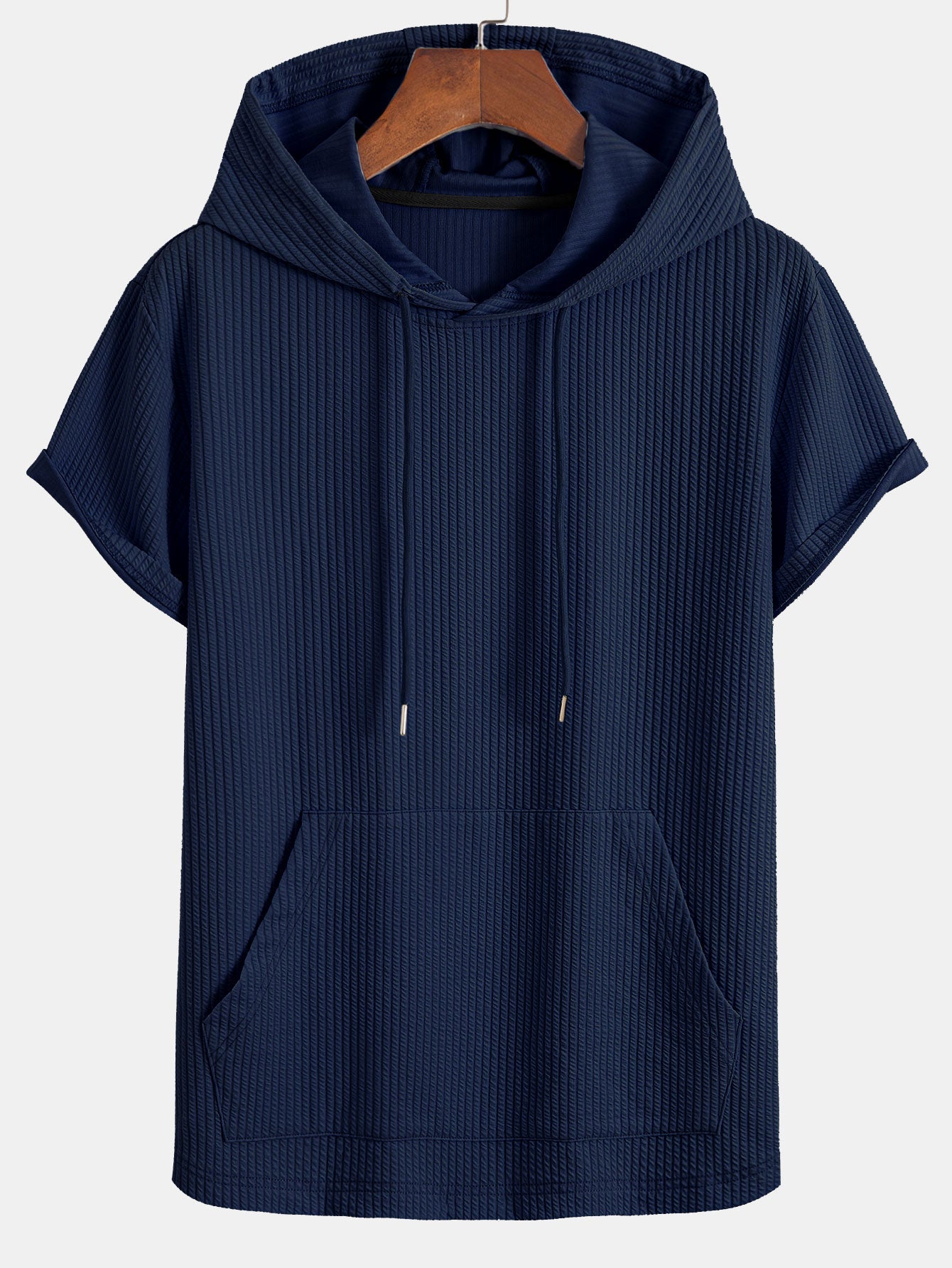 Ribbed LoungeFit™ Hooded Set – Kangaroo Pocket Tee & Drawstring Shorts