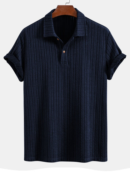 Polo Shirt with Unique Wheat Ear Jacquard Pattern