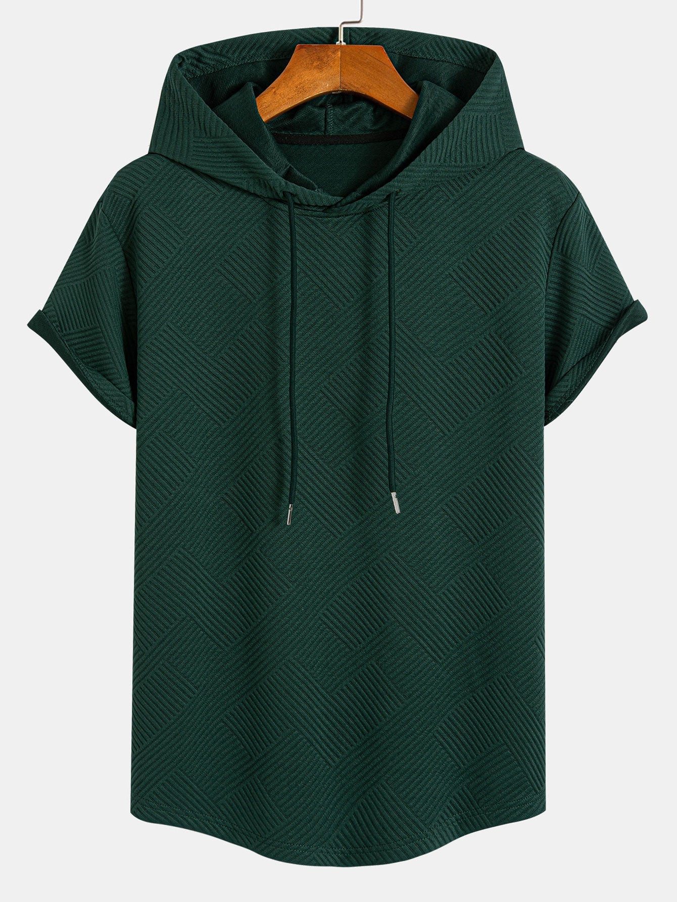 Striped Jacquard T-Shirt & Shorts Set with Hood