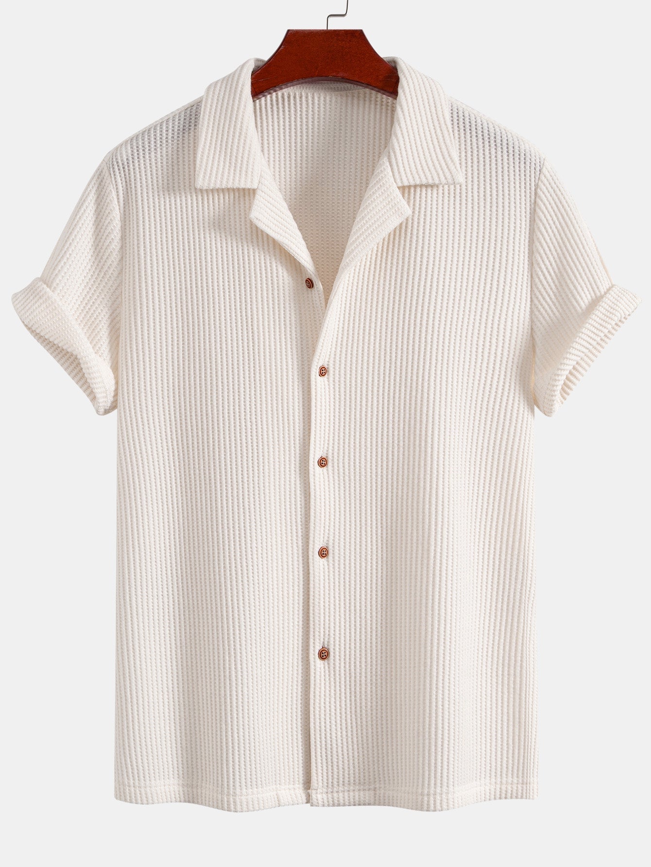 Men’s Waffle-Style Shirt with Drawstring Knit Shorts