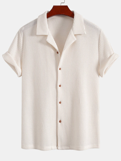 Men’s Waffle-Style Shirt with Drawstring Knit Shorts