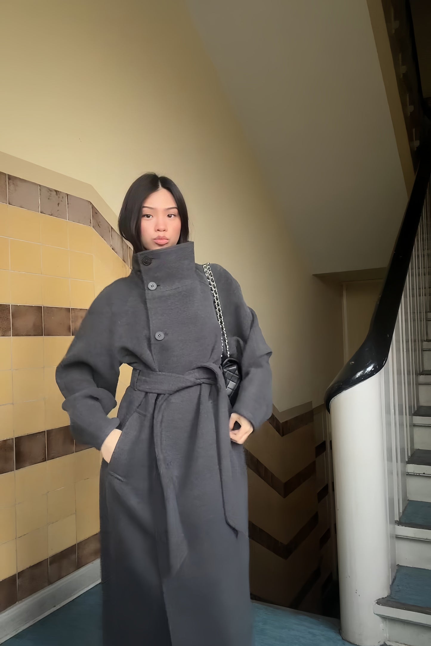 Lyra High-Neck Wrap Coat