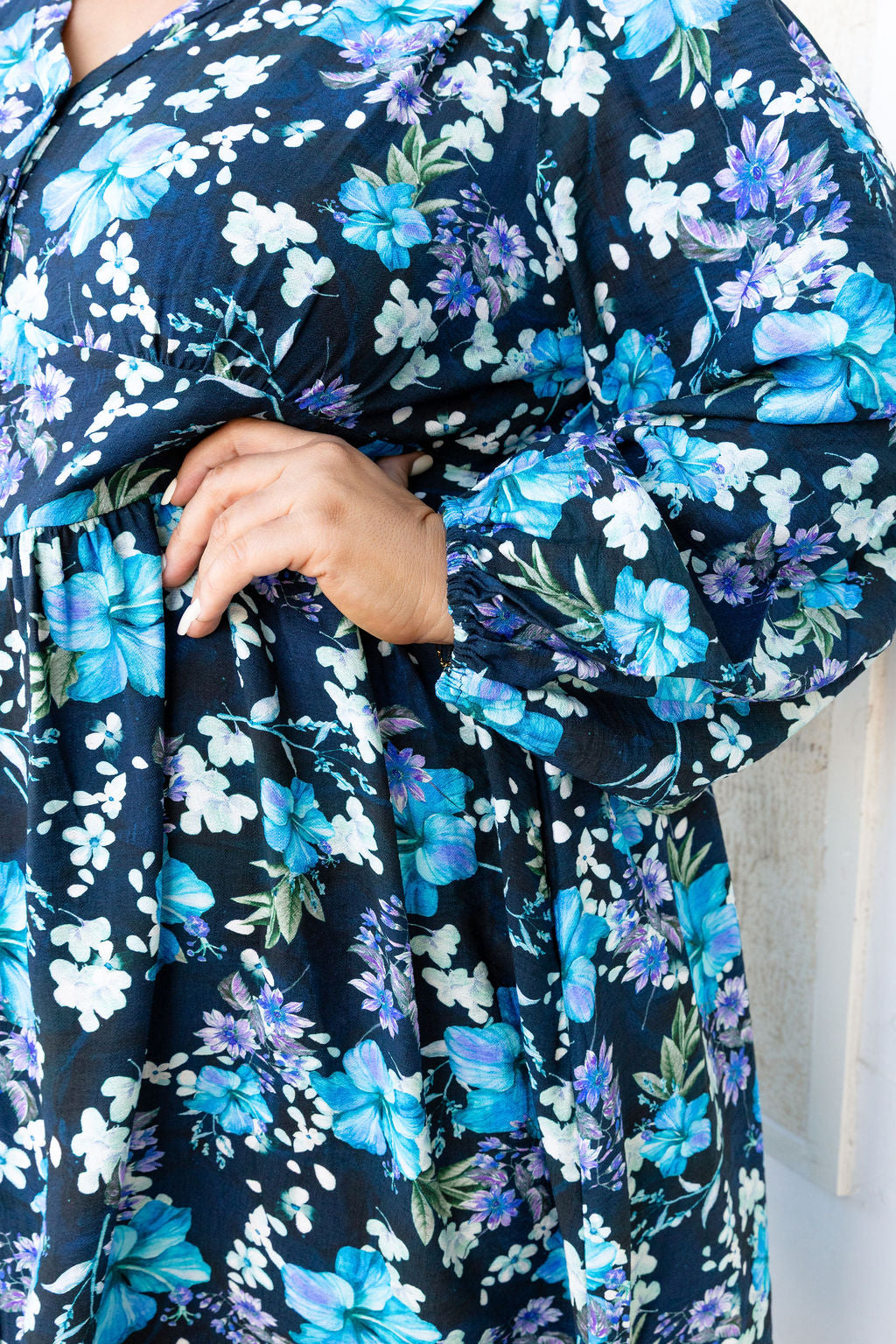 Aura Dress in Indigo Blooms