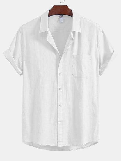 Elegant Men’s Linen Shirt with Pocket and Button