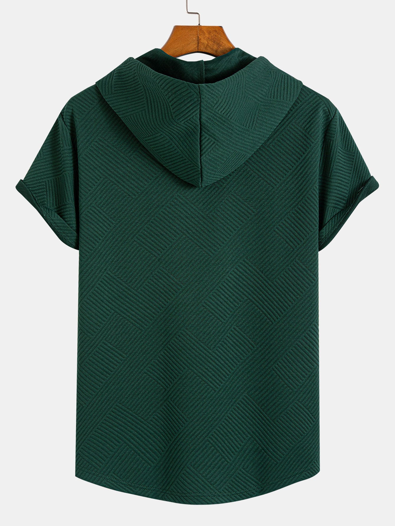 Striped Jacquard T-Shirt & Shorts Set with Hood