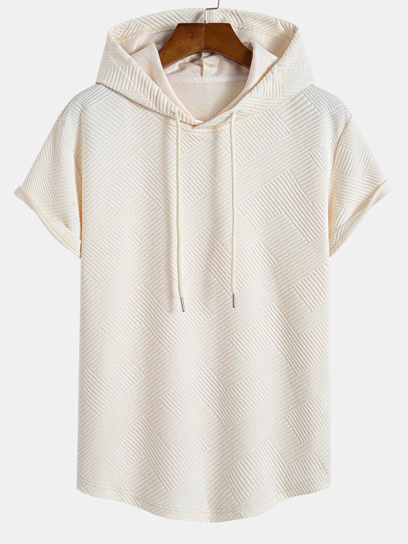 Striped Jacquard T-Shirt & Shorts Set with Hood