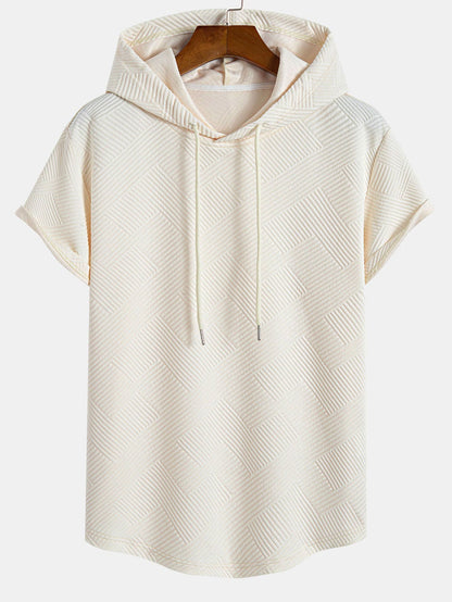 Striped Jacquard T-Shirt & Shorts Set with Hood