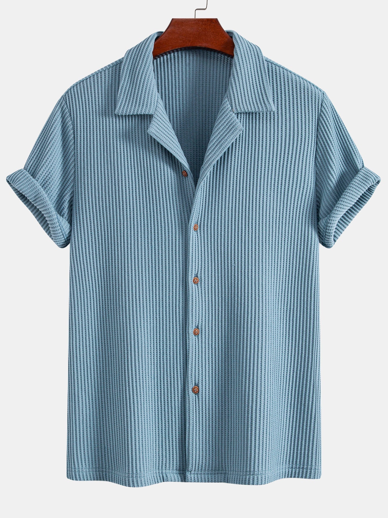 Men’s Waffle-Style Shirt with Drawstring Knit Shorts