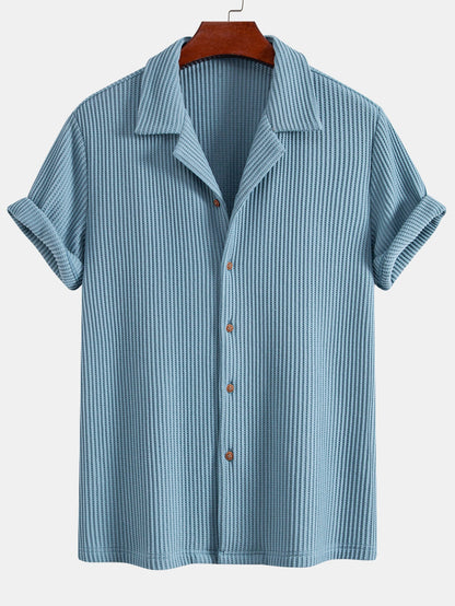 Men’s Waffle-Style Shirt with Drawstring Knit Shorts