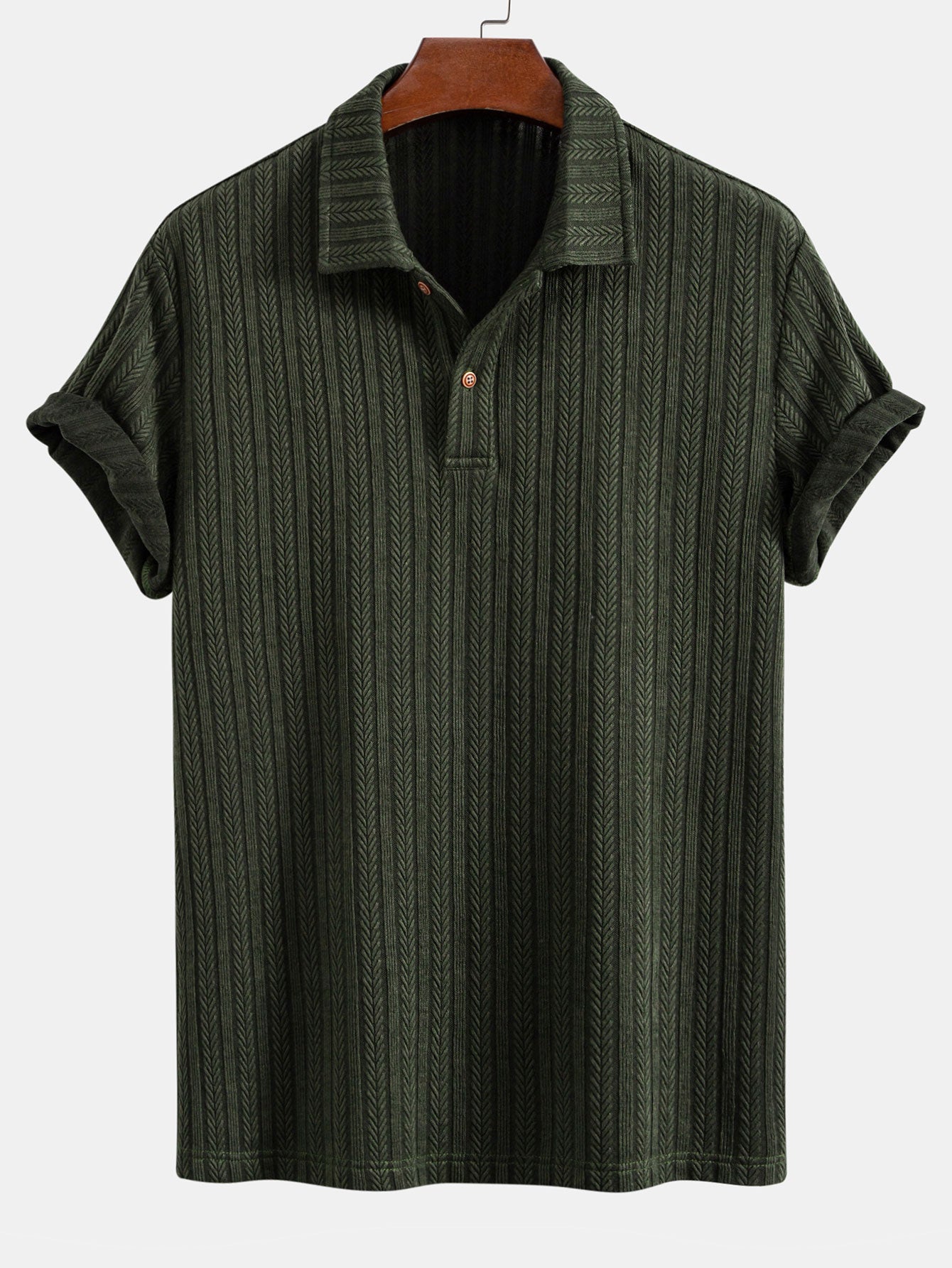 Polo Shirt with Unique Wheat Ear Jacquard Pattern