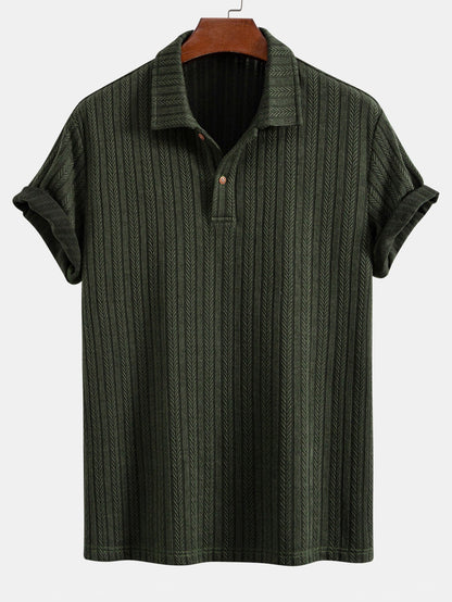 Polo Shirt with Unique Wheat Ear Jacquard Pattern