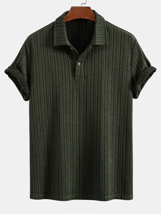 Polo Shirt with Unique Wheat Ear Jacquard Pattern