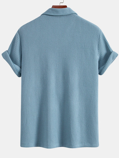 Men’s Waffle-Style Shirt with Drawstring Knit Shorts