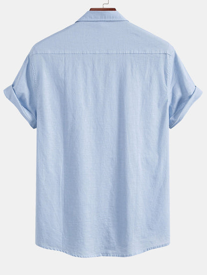 Elegant Men’s Linen Shirt with Pocket and Button