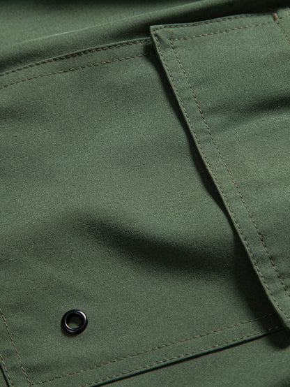 Palm Tree & Beer Print Shirt with Solid Drawstring Swim Shorts