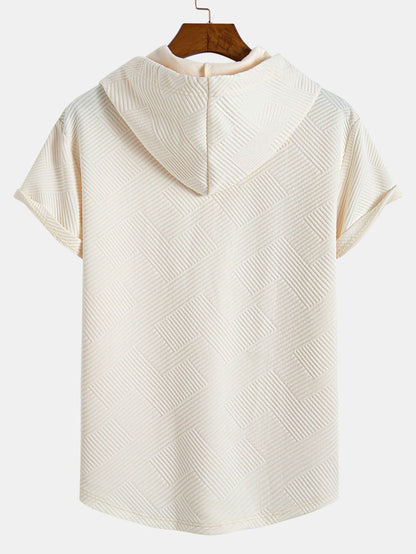 Striped Jacquard T-Shirt & Shorts Set with Hood