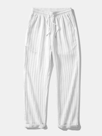 Shirt with textured Cuban collar and chest pocket + matching drawstring pants for a stylish look