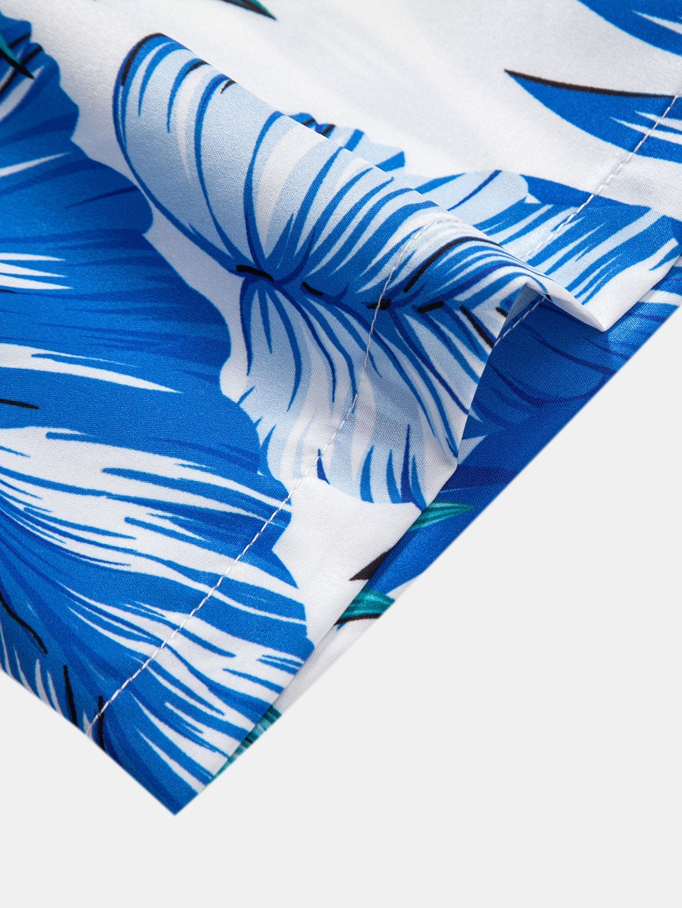 Tropical Leaf Print Shirt & Mid-Length Men’s Swim Shorts with Adjustable Drawstring