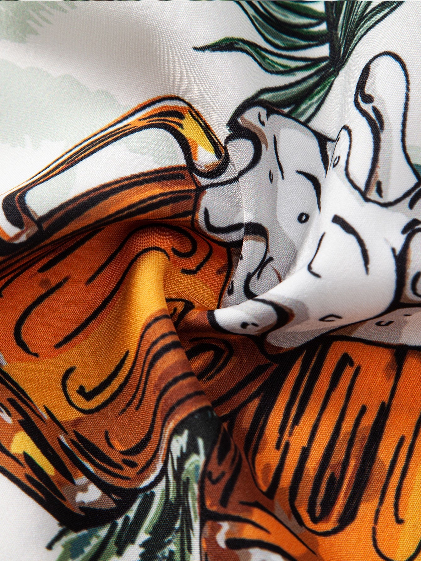 Palm Tree & Beer Print Shirt with Solid Drawstring Swim Shorts