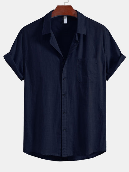 Elegant Men’s Linen Shirt with Pocket and Button