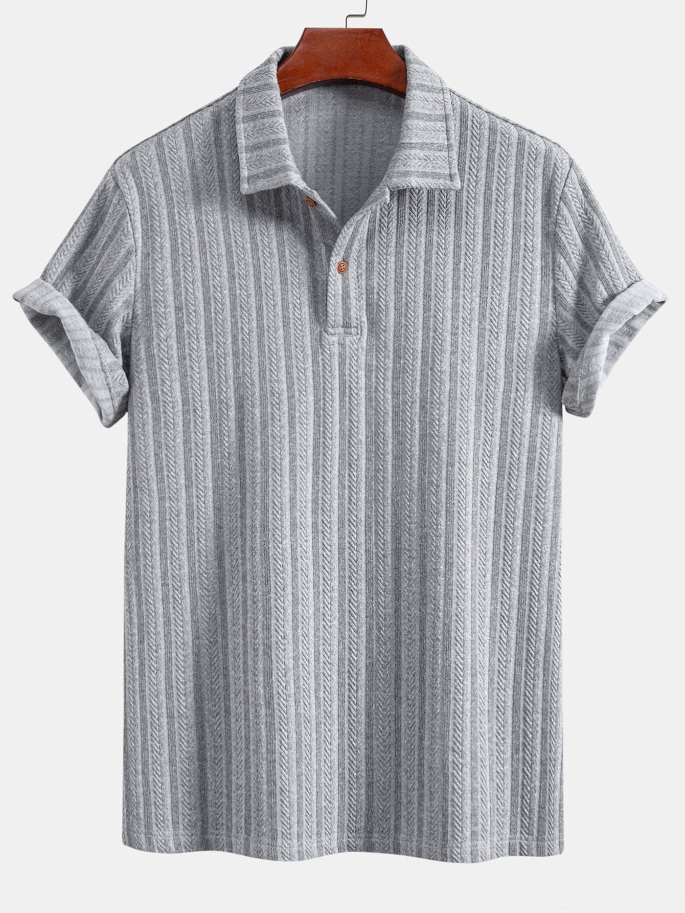 Polo Shirt with Unique Wheat Ear Jacquard Pattern