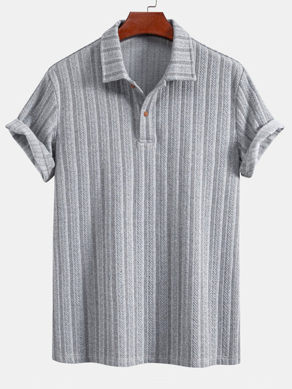 Polo Shirt with Unique Wheat Ear Jacquard Pattern