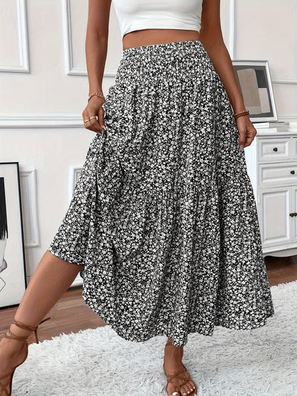 Feminine Elena Ditsy Floral Midi Skirt