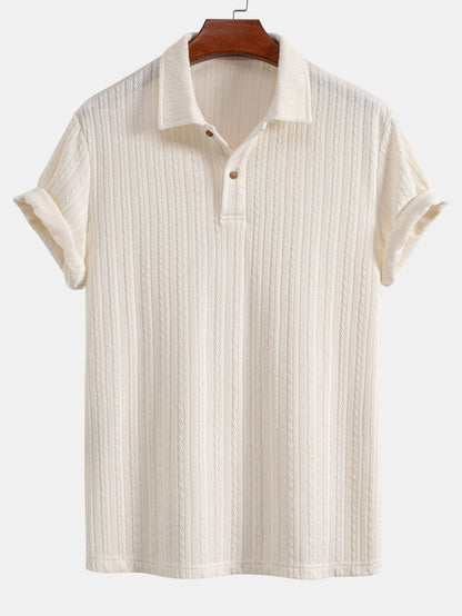 Polo Shirt with Unique Wheat Ear Jacquard Pattern