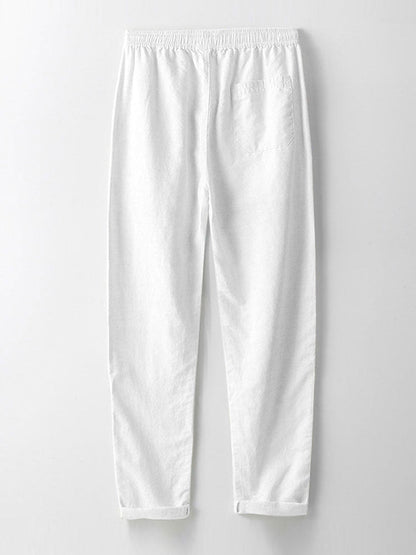 Casual Comfort: Textured Shirt with Two Pockets & Linen Trousers