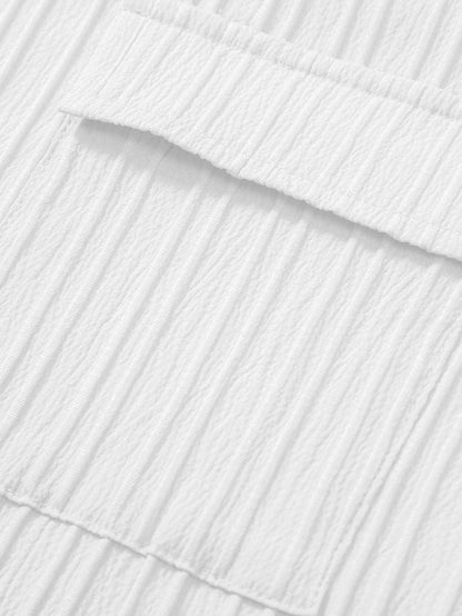 Shirt with textured Cuban collar and chest pocket + matching drawstring pants for a stylish look