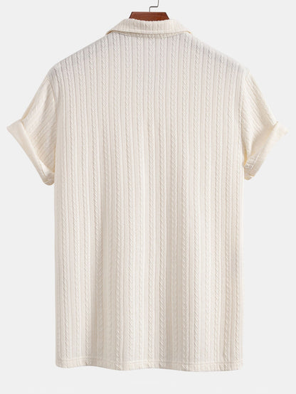 Polo Shirt with Unique Wheat Ear Jacquard Pattern