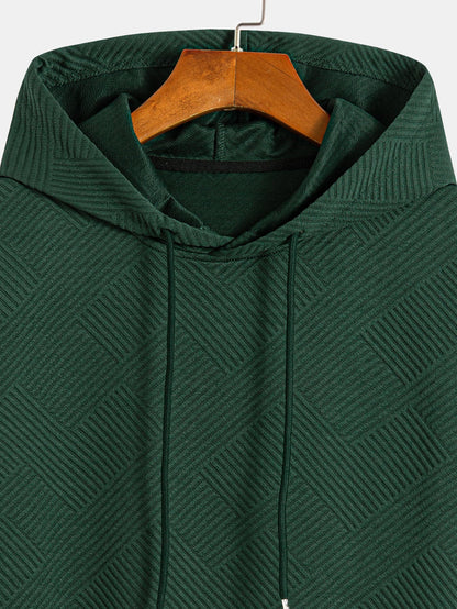 Striped Jacquard T-Shirt & Shorts Set with Hood