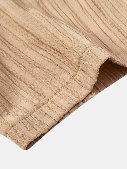 Chic Crinkled Textured Set: Button-Up Shirt and Straight-Leg Pants