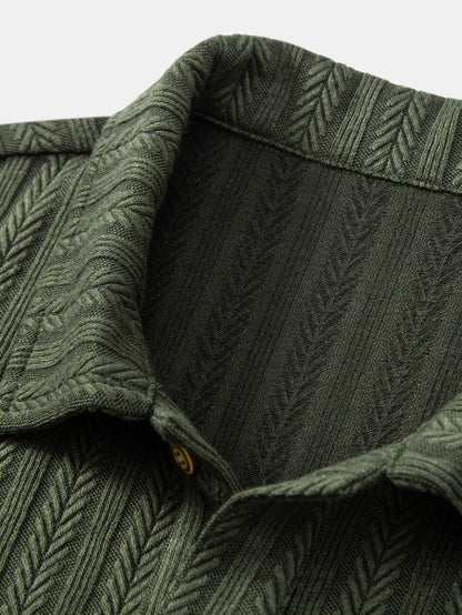 Polo Shirt with Unique Wheat Ear Jacquard Pattern