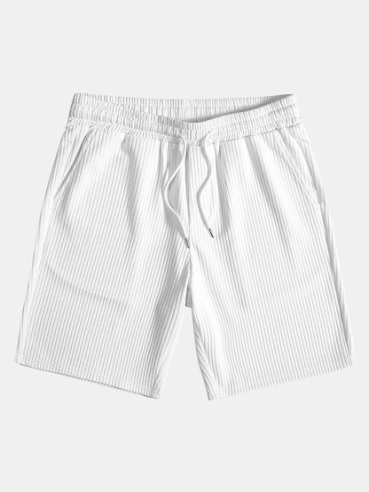 Ribbed LoungeFit™ Hooded Set – Kangaroo Pocket Tee & Drawstring Shorts