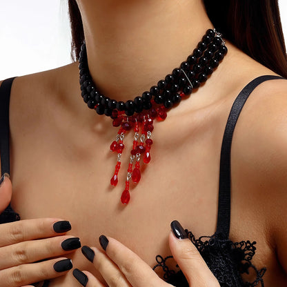 Midnight Blood Pearl Necklace